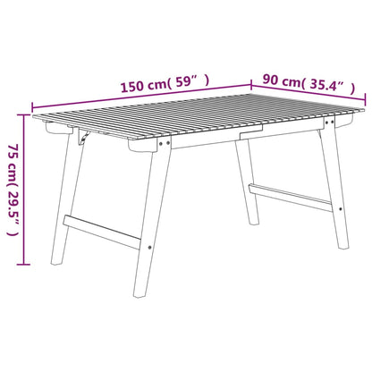 vidaXL Gartentisch 150x90x75 cm Massivholz Akazie