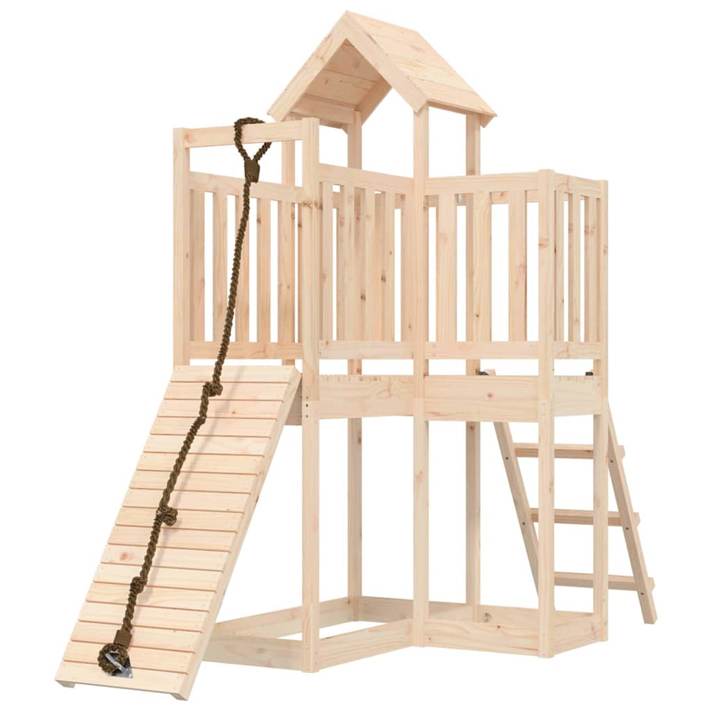 vidaXL Spielturm mit Kletterwand Massivholz Kiefer
