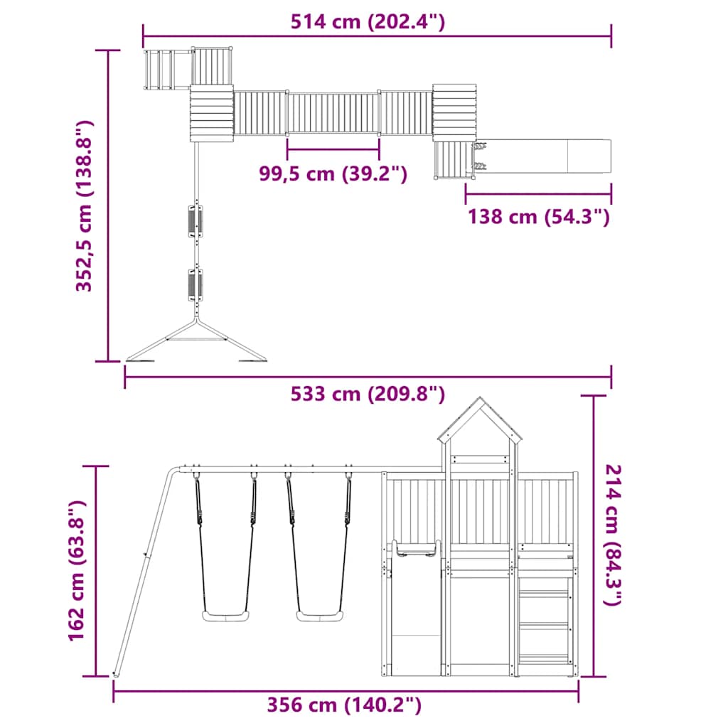 vidaXL Spielturm Massivholz Douglasie