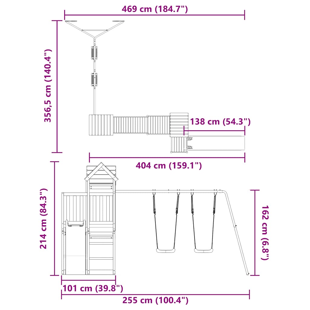 vidaXL Spielturm Massivholz Douglasie