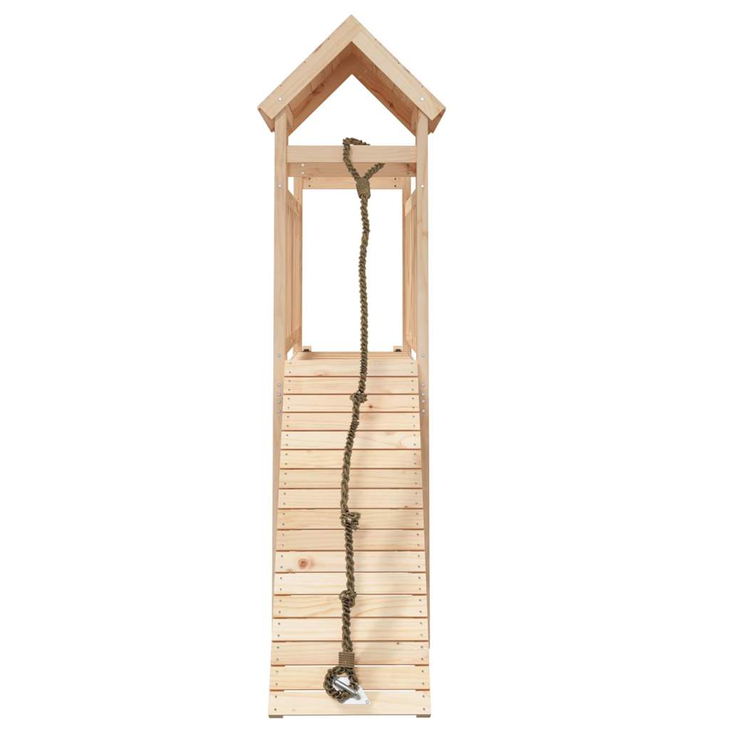 vidaXL Spielturm mit Kletterwand Massivholz Kiefer