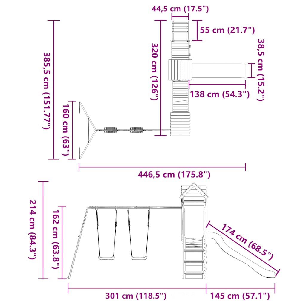 vidaXL Spielturm Imprägniertes Kiefernholz
