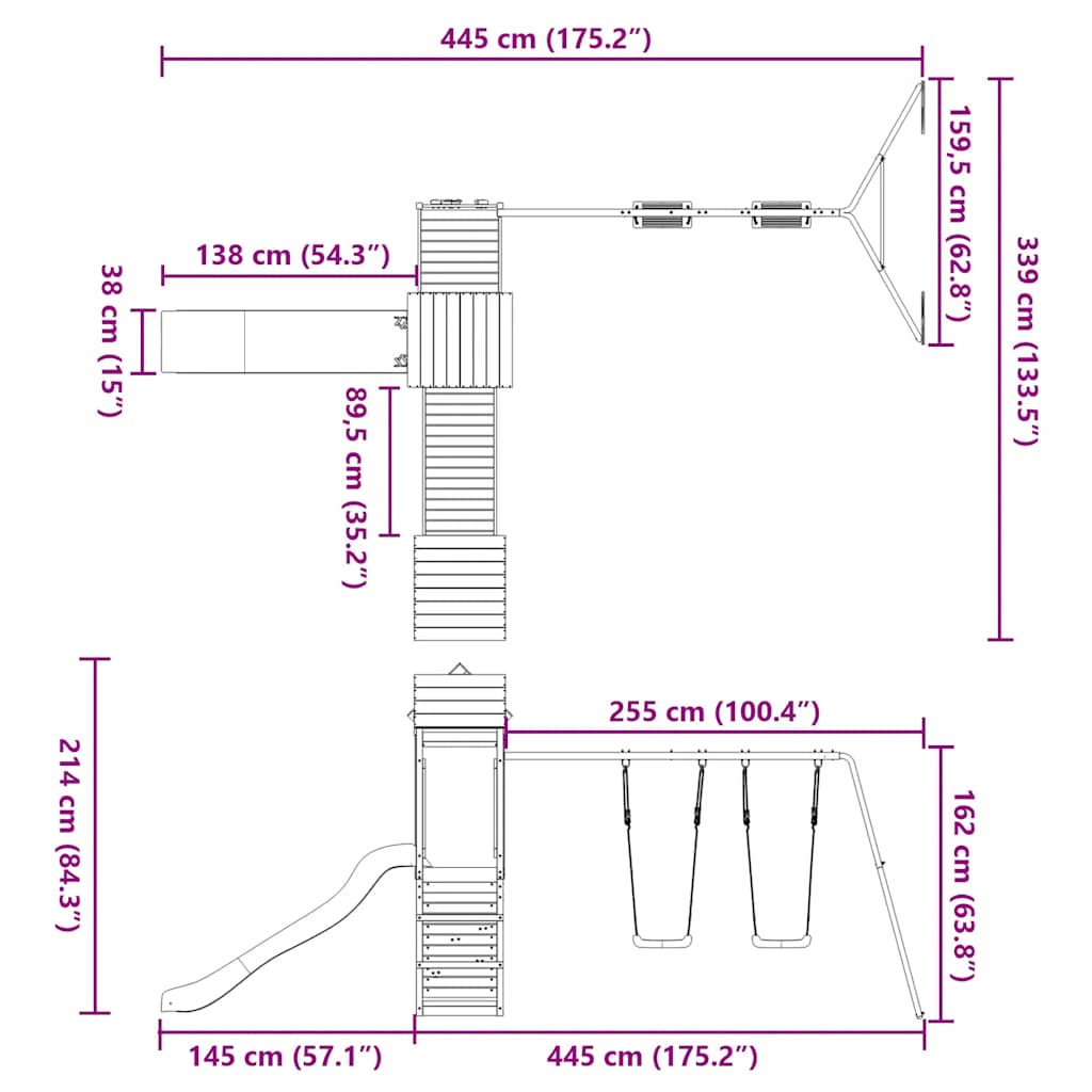 vidaXL Spielturm Imprägniertes Kiefernholz