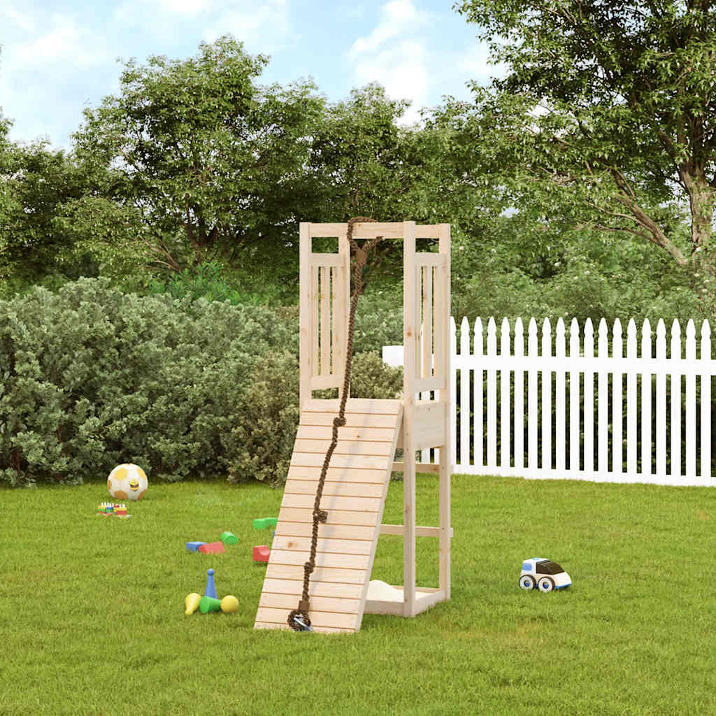 vidaXL Spielturm mit Kletterwand Massivholz Kiefer