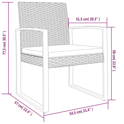 vidaXL Garten-Esszimmerstühle 2 Stk. Dunkelgrau PP-Rattan
