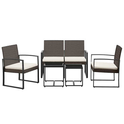 vidaXL 5-tlg. Garten-Essgruppe mit Kissen Braun PP-Rattan