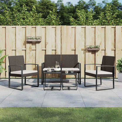 vidaXL 5-tlg. Garten-Essgruppe mit Kissen Braun PP-Rattan