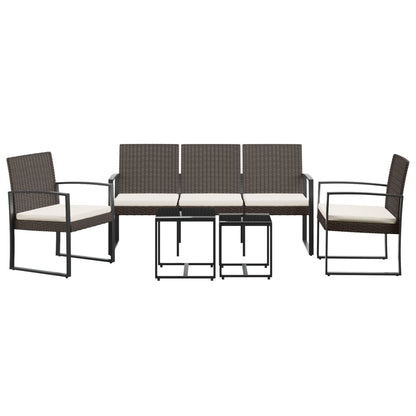 vidaXL Ensemble de salle à manger de jardin 5 pcs avec coussins résine tressée marron
