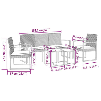 vidaXL Ensemble de salle à manger de jardin 5 pcs avec coussins résine tressée marron