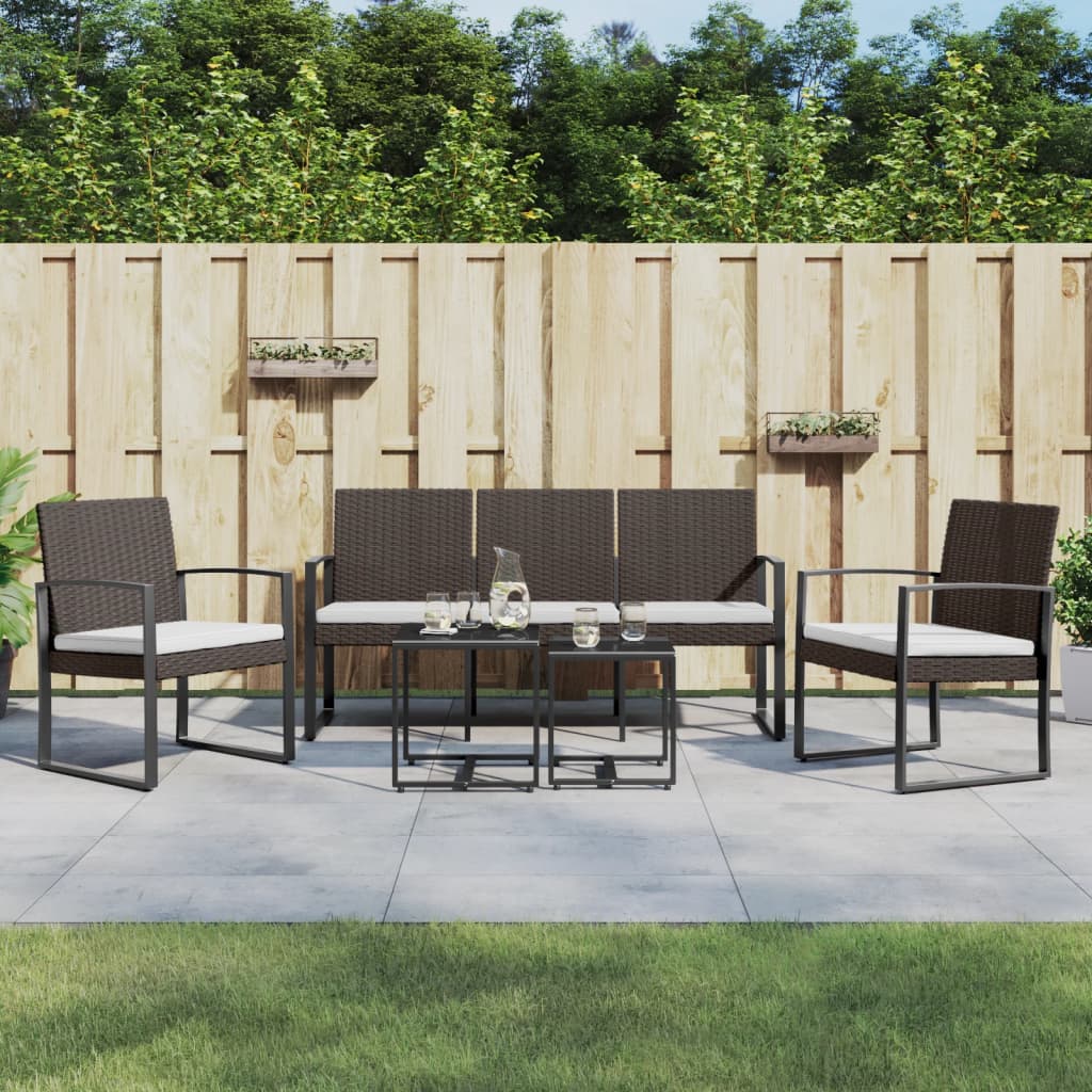 vidaXL Ensemble de salle à manger de jardin 5 pcs avec coussins résine tressée marron