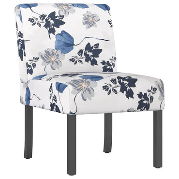 vidaXL Chaise rembourrée bleue à motif floral en tissu