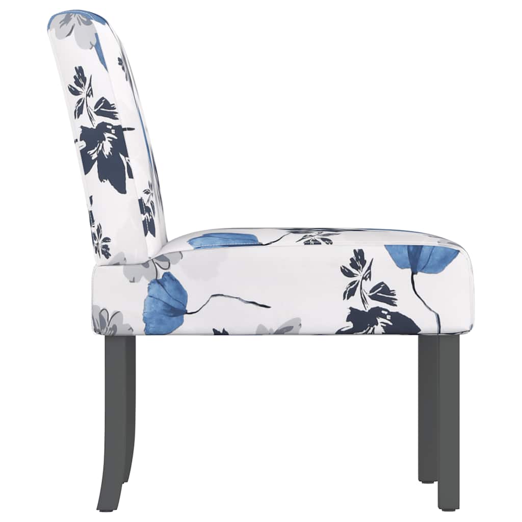 vidaXL Chaise rembourrée bleue à motif floral en tissu
