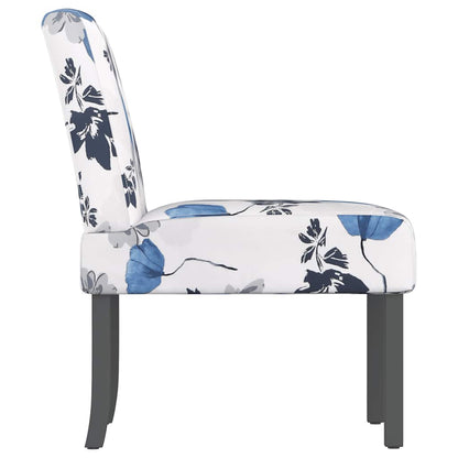 vidaXL Chaise rembourrée bleue à motif floral en tissu