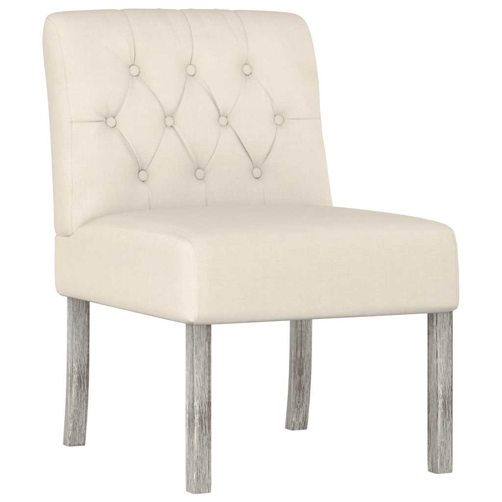 vidaXL Fauteuil sans accoudoirs en tissu de lin avec touffes de boutons