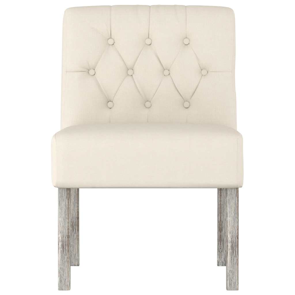 vidaXL Fauteuil sans accoudoirs en tissu de lin avec touffes de boutons