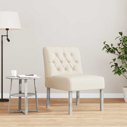 vidaXL Fauteuil sans accoudoirs en tissu de lin avec touffes de boutons