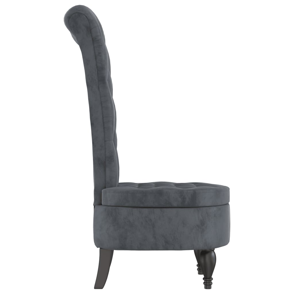 vidaXL Chaise rembourrée à dossier haut Gris foncé Velours capitonné