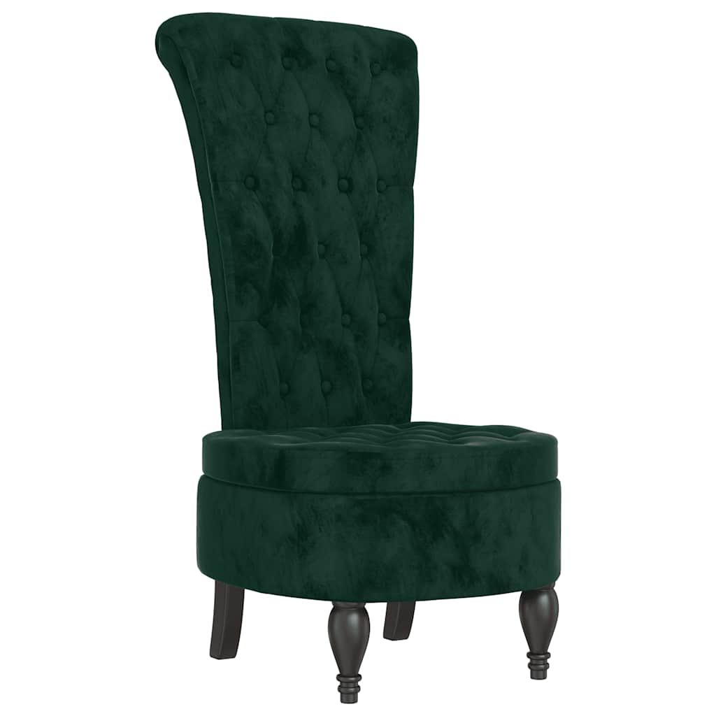 vidaXL Chaise rembourrée avec dossier haut Velours vert foncé capitonné