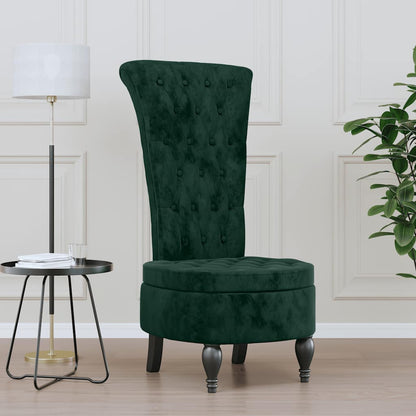 vidaXL Chaise rembourrée avec dossier haut Velours vert foncé capitonné