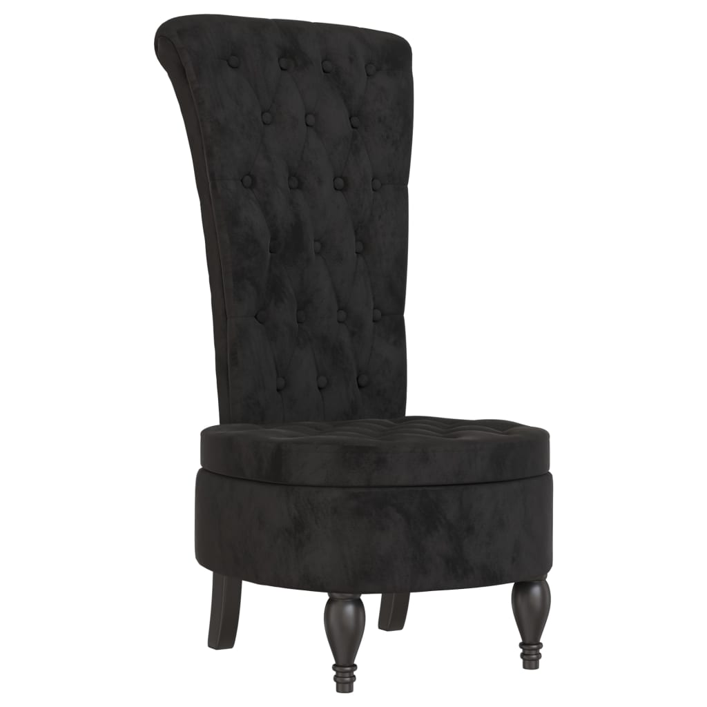vidaXL Chaise rembourrée à dossier haut noir Velours Capitonné
