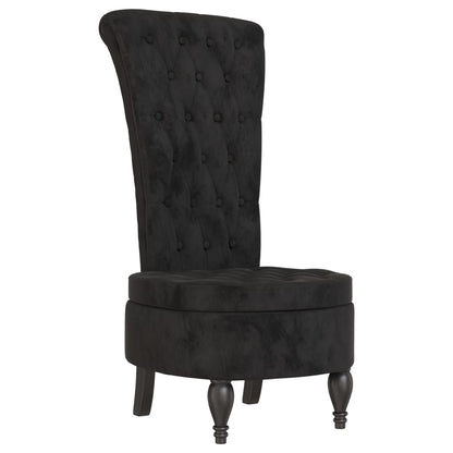 vidaXL Chaise rembourrée à dossier haut noir Velours Capitonné