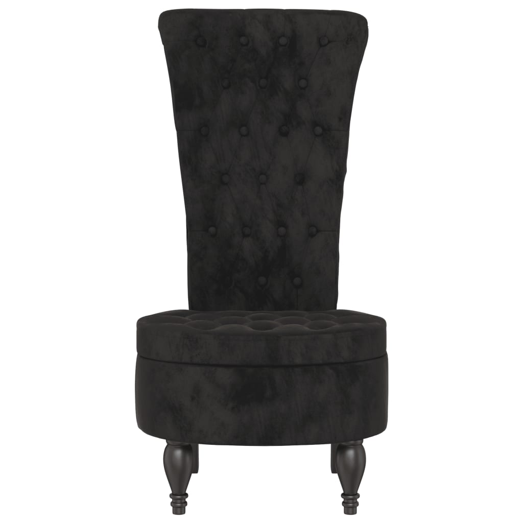 vidaXL Chaise rembourrée à dossier haut noir Velours Capitonné