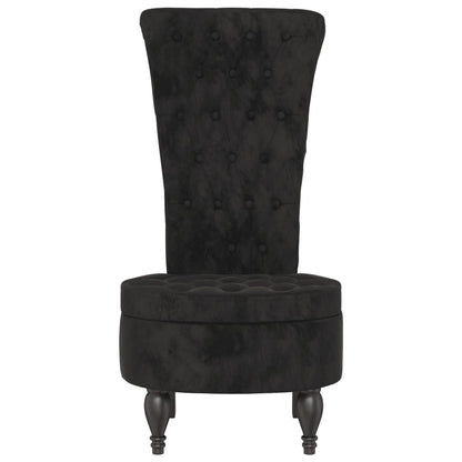 vidaXL Chaise rembourrée à dossier haut noir Velours Capitonné