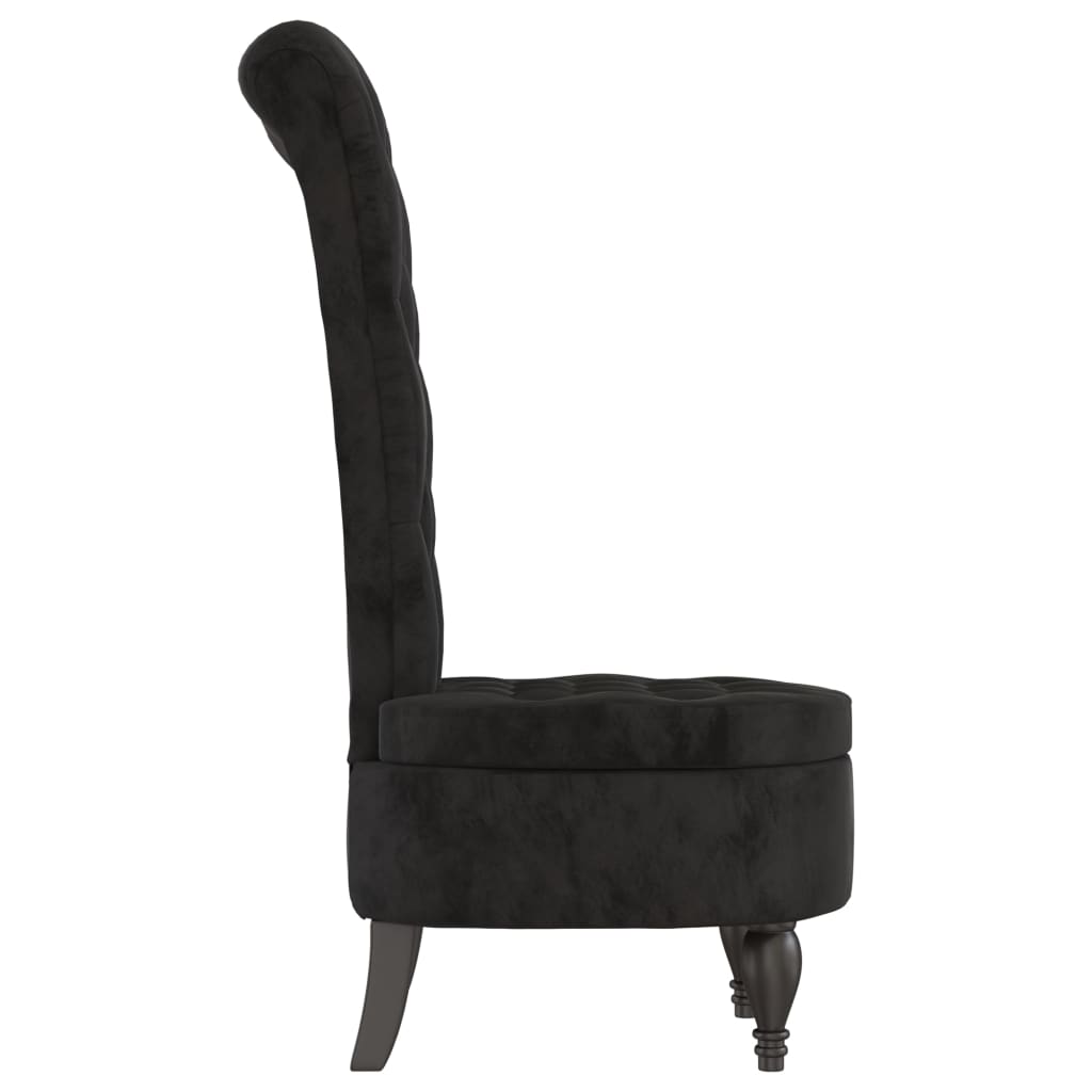 vidaXL Chaise rembourrée à dossier haut noir Velours Capitonné