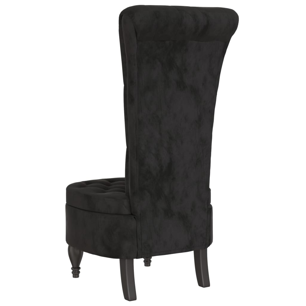 vidaXL Chaise rembourrée à dossier haut noir Velours Capitonné
