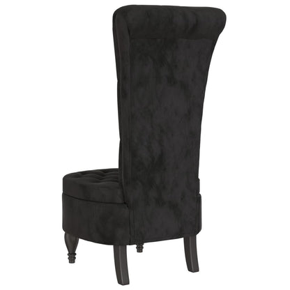 vidaXL Chaise rembourrée à dossier haut noir Velours Capitonné