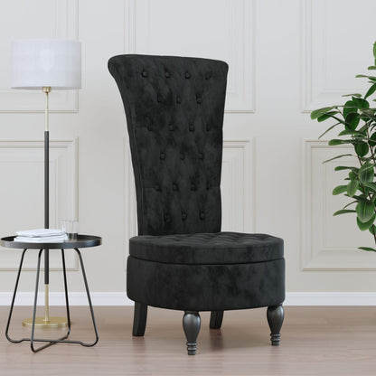 vidaXL Chaise rembourrée à dossier haut noir Velours Capitonné