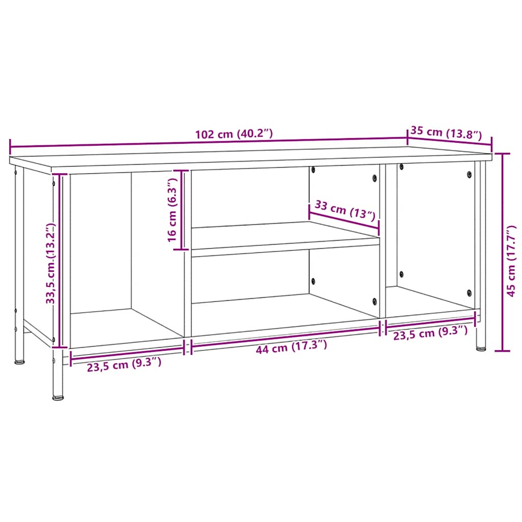 vidaXL Meuble TV Noir 102x35x45 cm Bois d'ingénierie