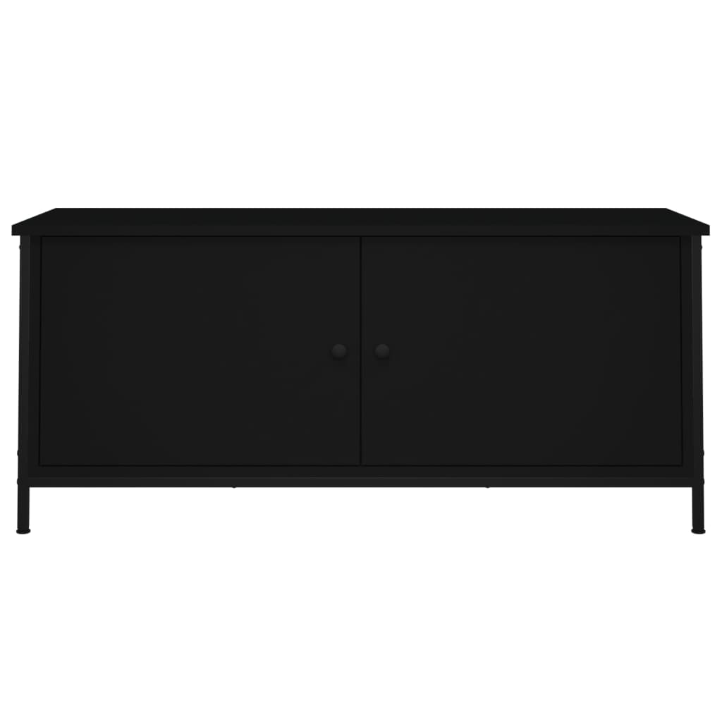 vidaXL Meuble TV avec portes Noir 102x35x45 cm Bois d'ingénierie