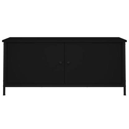 vidaXL Meuble TV avec portes Noir 102x35x45 cm Bois d'ingénierie