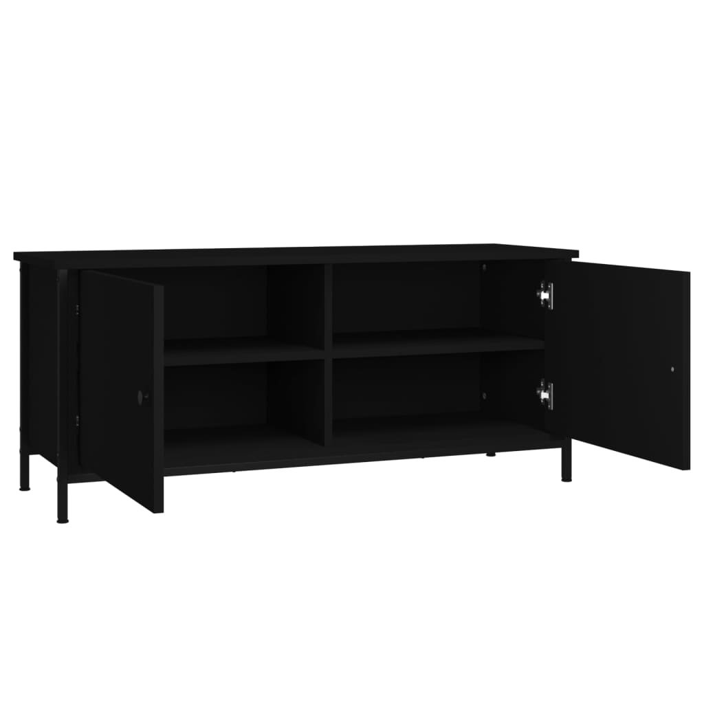 vidaXL Meuble TV avec portes Noir 102x35x45 cm Bois d'ingénierie