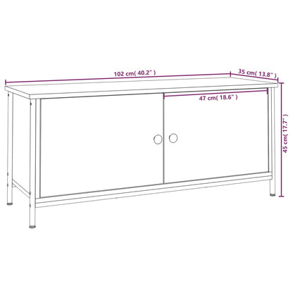 vidaXL Meuble TV avec portes Noir 102x35x45 cm Bois d'ingénierie