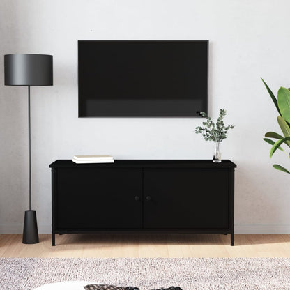 vidaXL Meuble TV avec portes Noir 102x35x45 cm Bois d'ingénierie