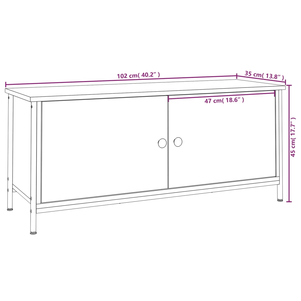 vidaXL Meuble TV avec portes chêne Sonoma 102x35x45 cm Bois d'ingénierie