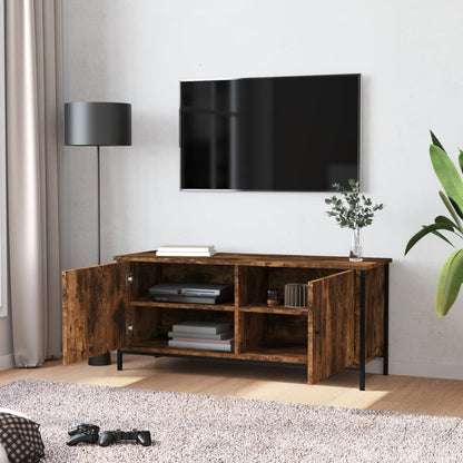 vidaXL Meuble TV avec portes chêne fumé 102x35x45 cm bois d'ingénierie