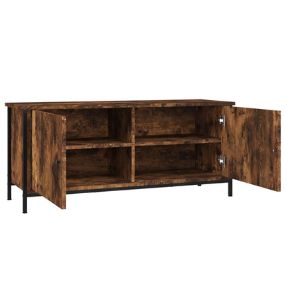 vidaXL Meuble TV avec portes chêne fumé 102x35x45 cm bois d'ingénierie