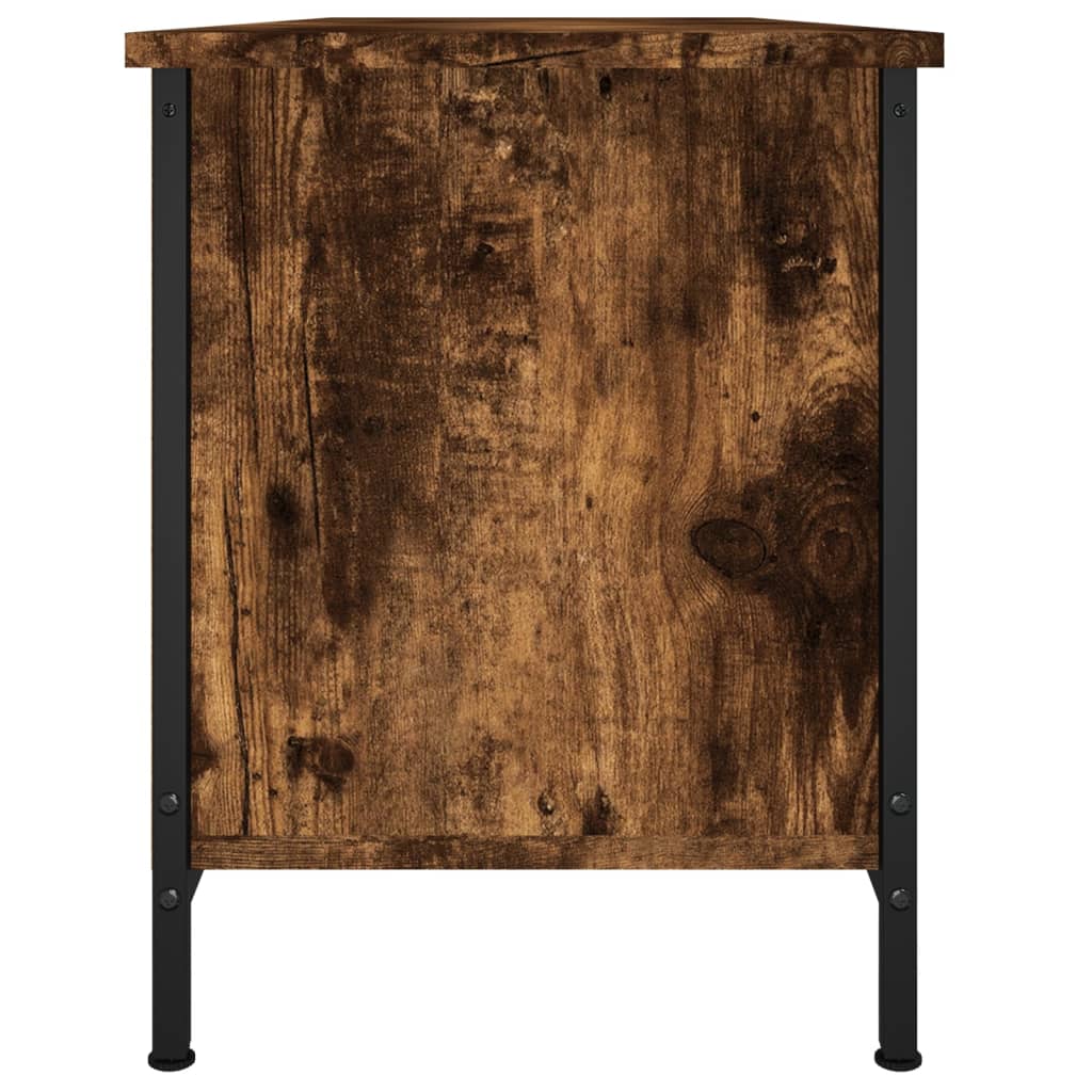 vidaXL Meuble TV avec portes chêne fumé 102x35x45 cm bois d'ingénierie