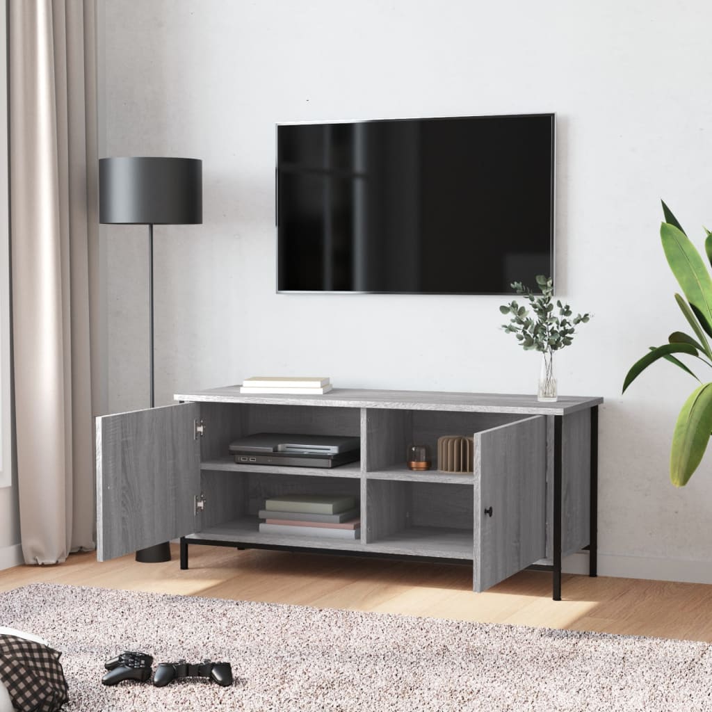 vidaXL Meuble TV avec portes Gris sonoma 102x35x45 cm Bois d'ingénierie
