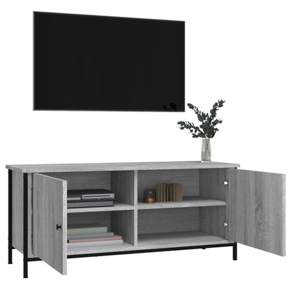 vidaXL Meuble TV avec portes Gris sonoma 102x35x45 cm Bois d'ingénierie