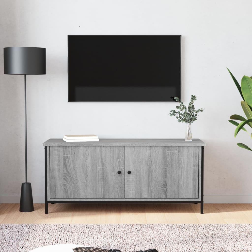 vidaXL Meuble TV avec portes Gris sonoma 102x35x45 cm Bois d'ingénierie