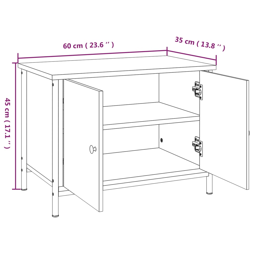 Meuble TV vidaXL avec portes, chêne sonoma, 60 x 35 x 45 cm, bois d'ingénierie