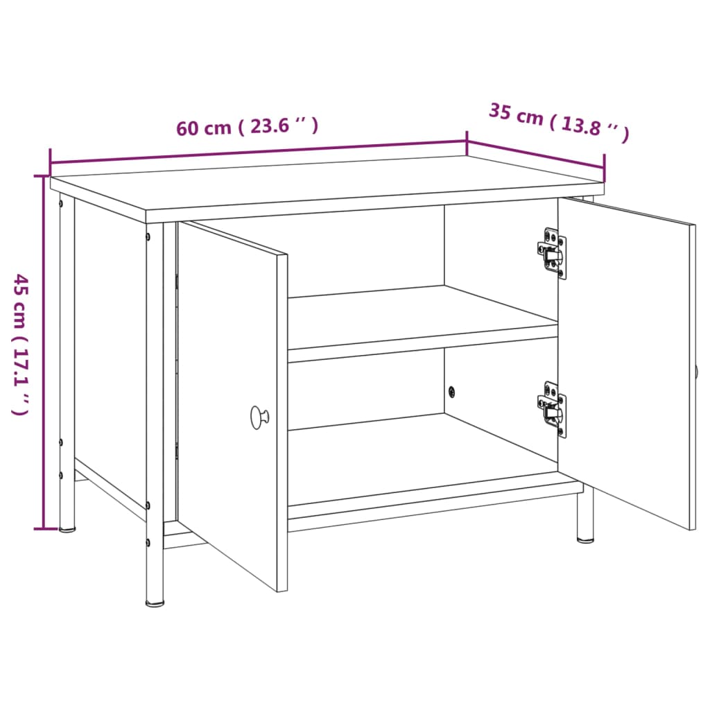 vidaXL TV-Schrank mit Türen Räuchereiche 60x35x45 cm Holzwerkstoff