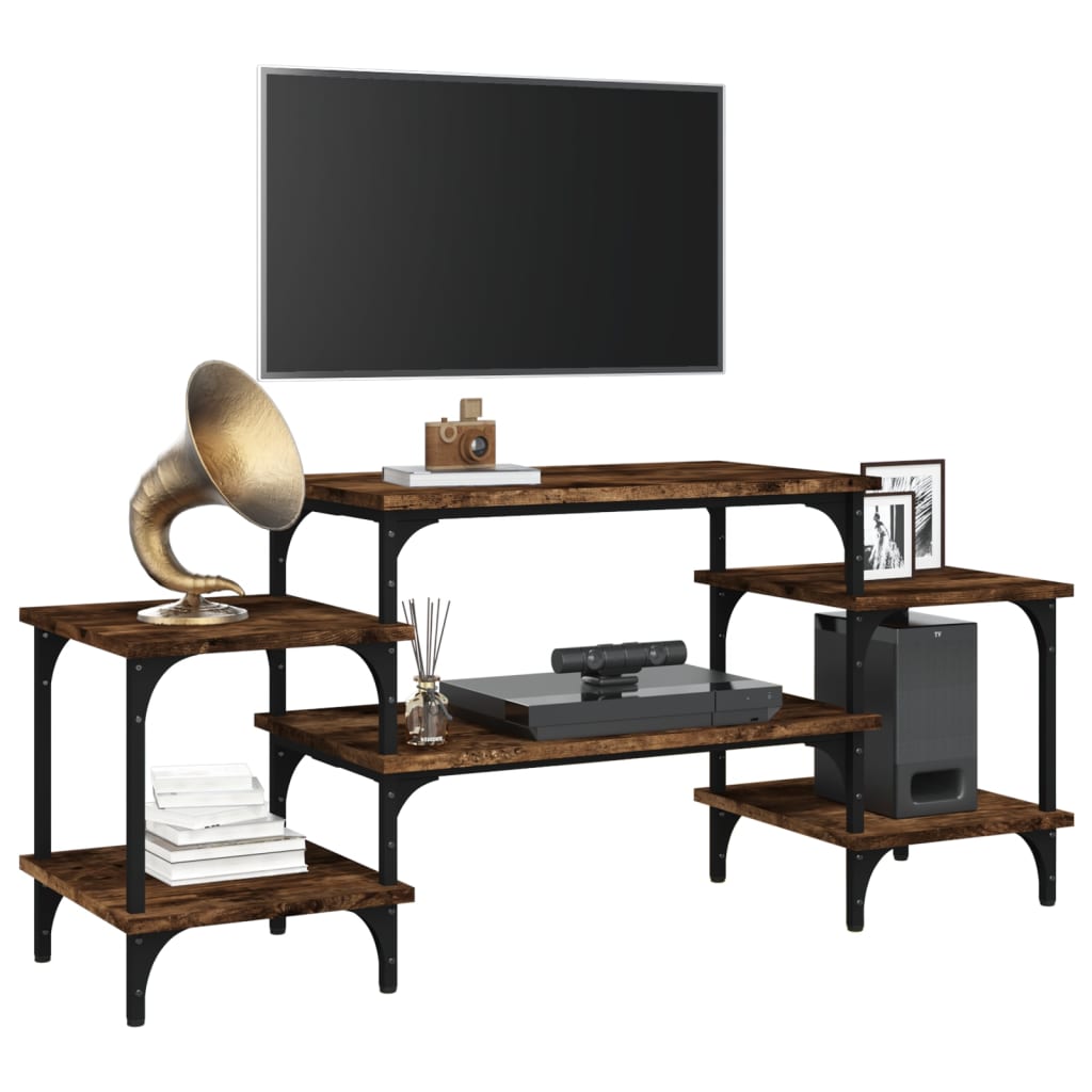 vidaXL Meuble TV chêne fumé 117x35x52 cm bois d'ingénierie