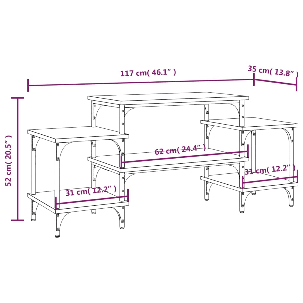 vidaXL Meuble TV chêne fumé 117x35x52 cm bois d'ingénierie