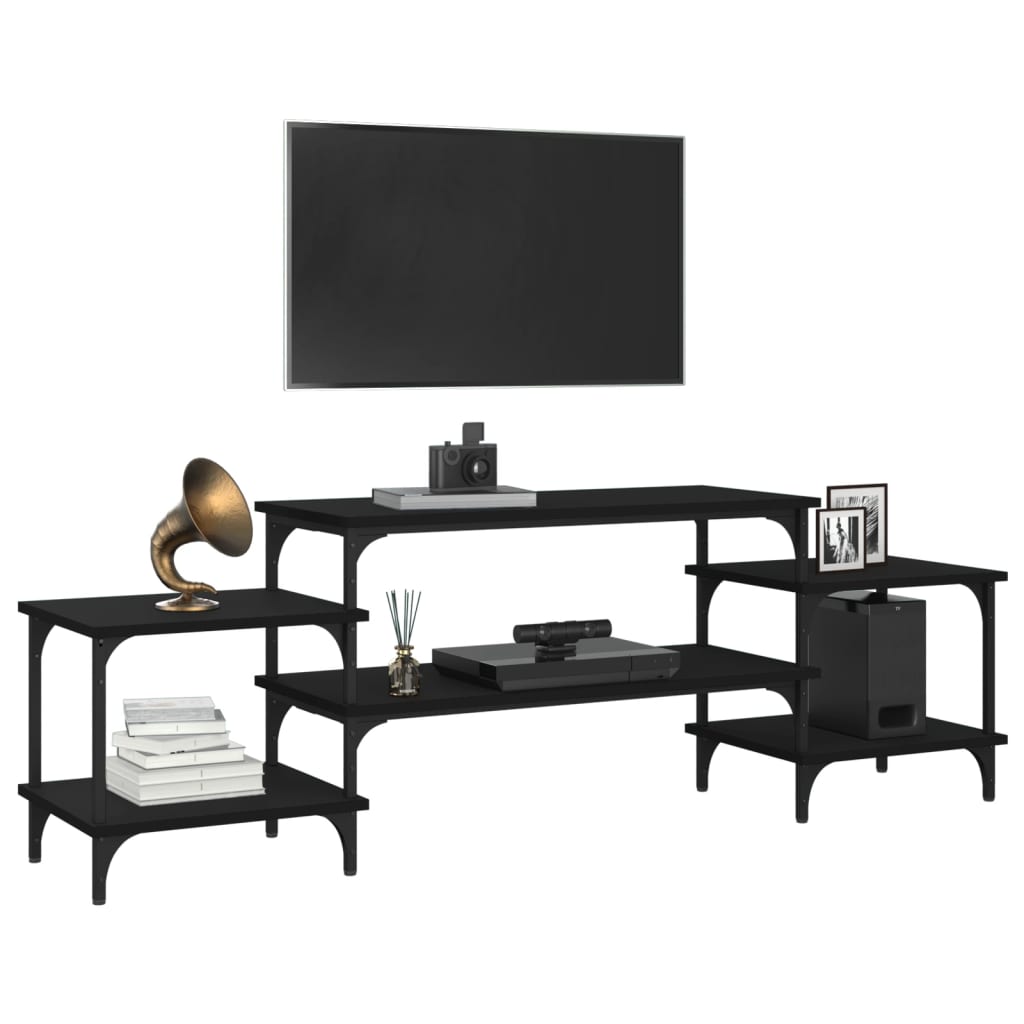 vidaXL Meuble TV Noir 157x35x52 cm Bois d'ingénierie