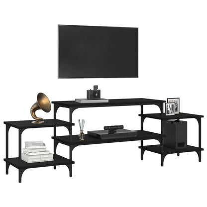 vidaXL Meuble TV Noir 157x35x52 cm Bois d'ingénierie